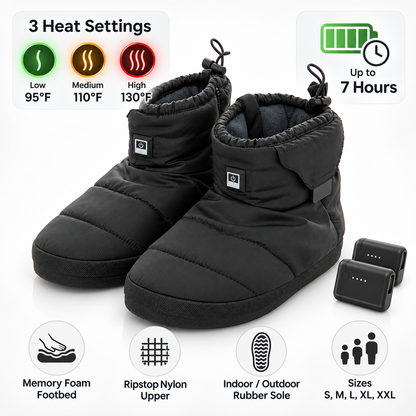 Memory Foam Heated Slippers Outdoor Adjustable Cozy Grip