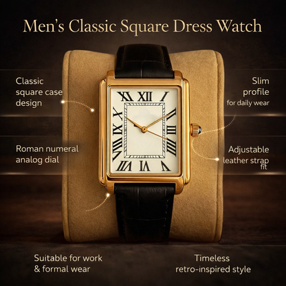 Orologio da uomo classico da sera quadrato analogico stile retrò