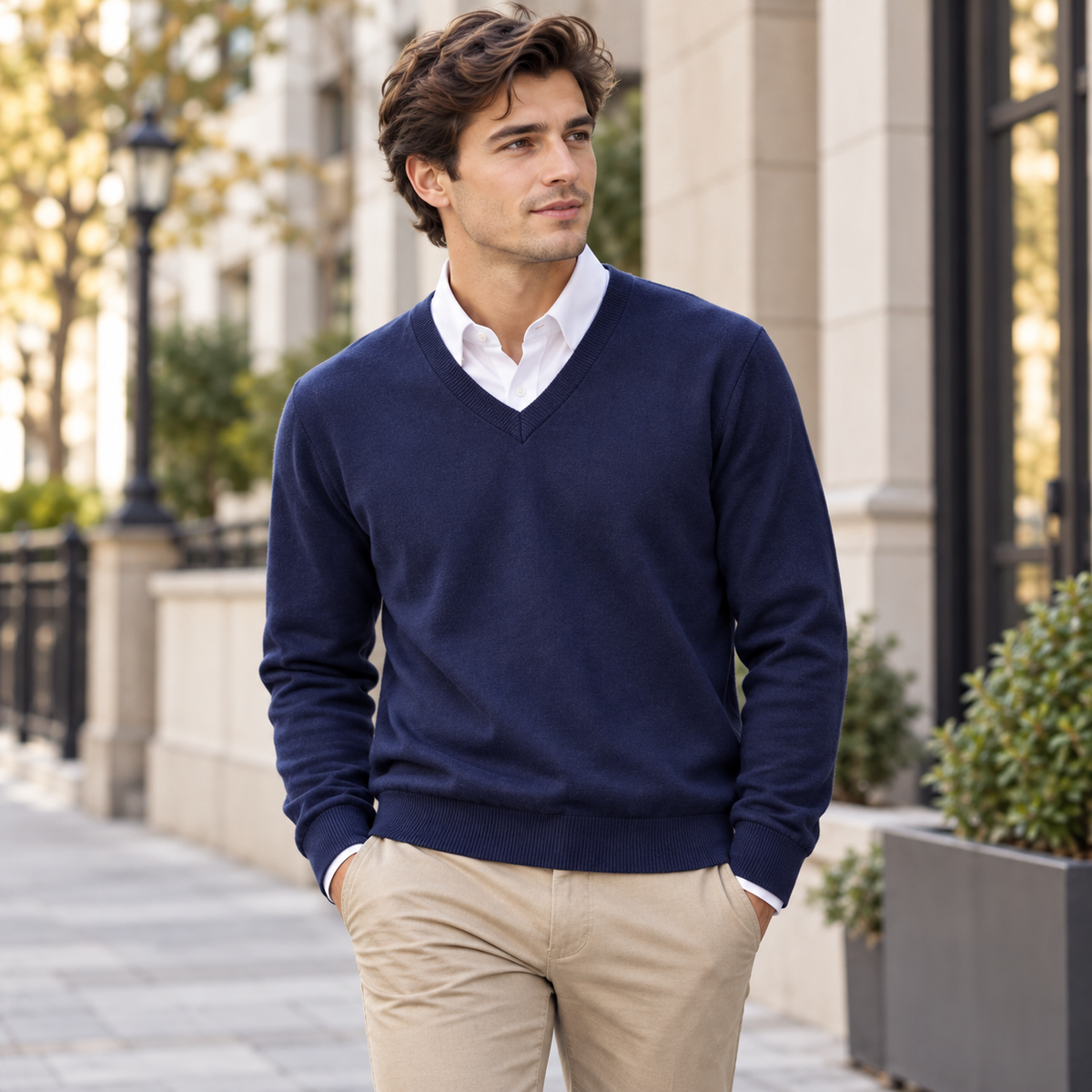 Herren-Pullover mit Rundhalsausschnitt | Lässiger Strick