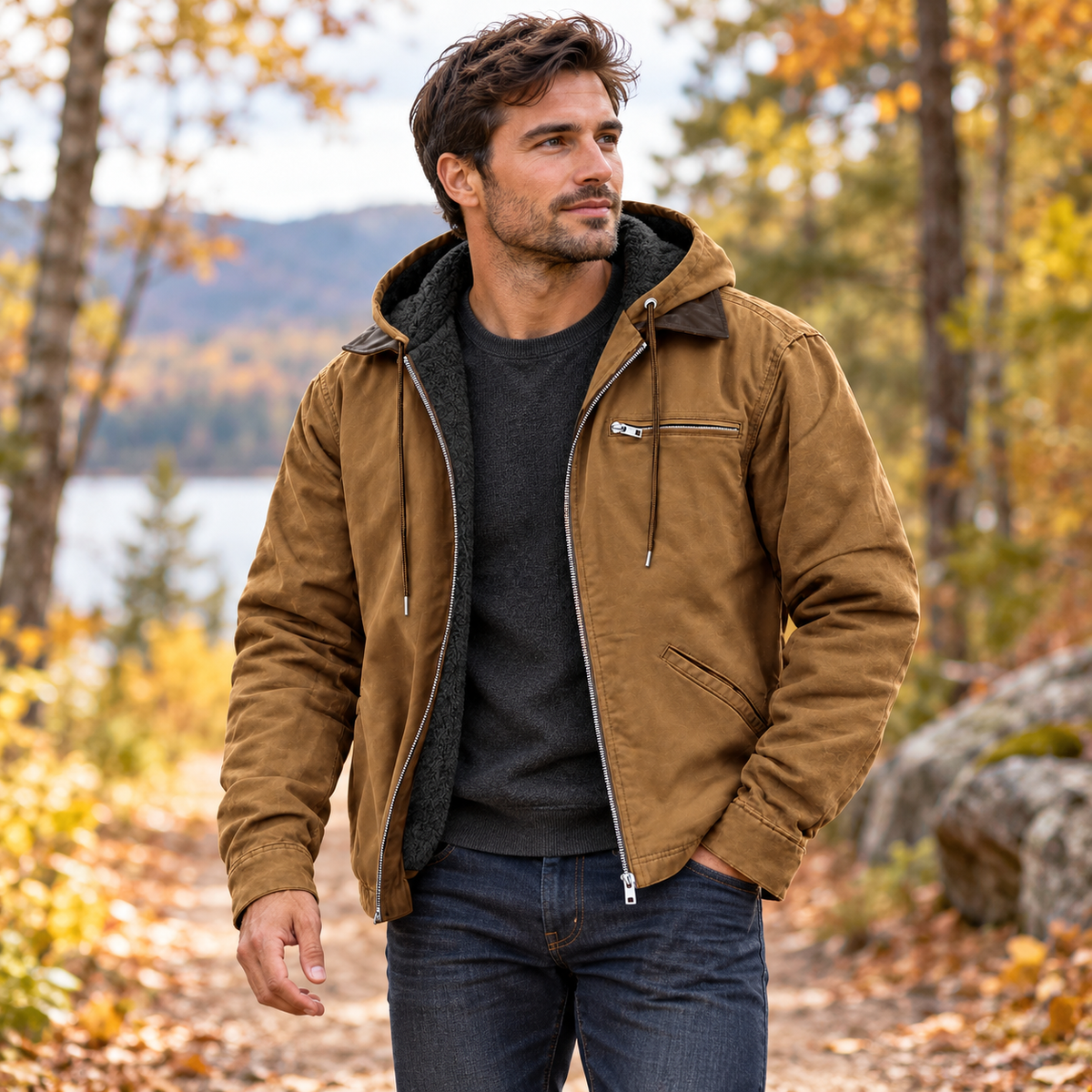 Men's Insulated Outdoor Hooded Jacket | Durable Wear