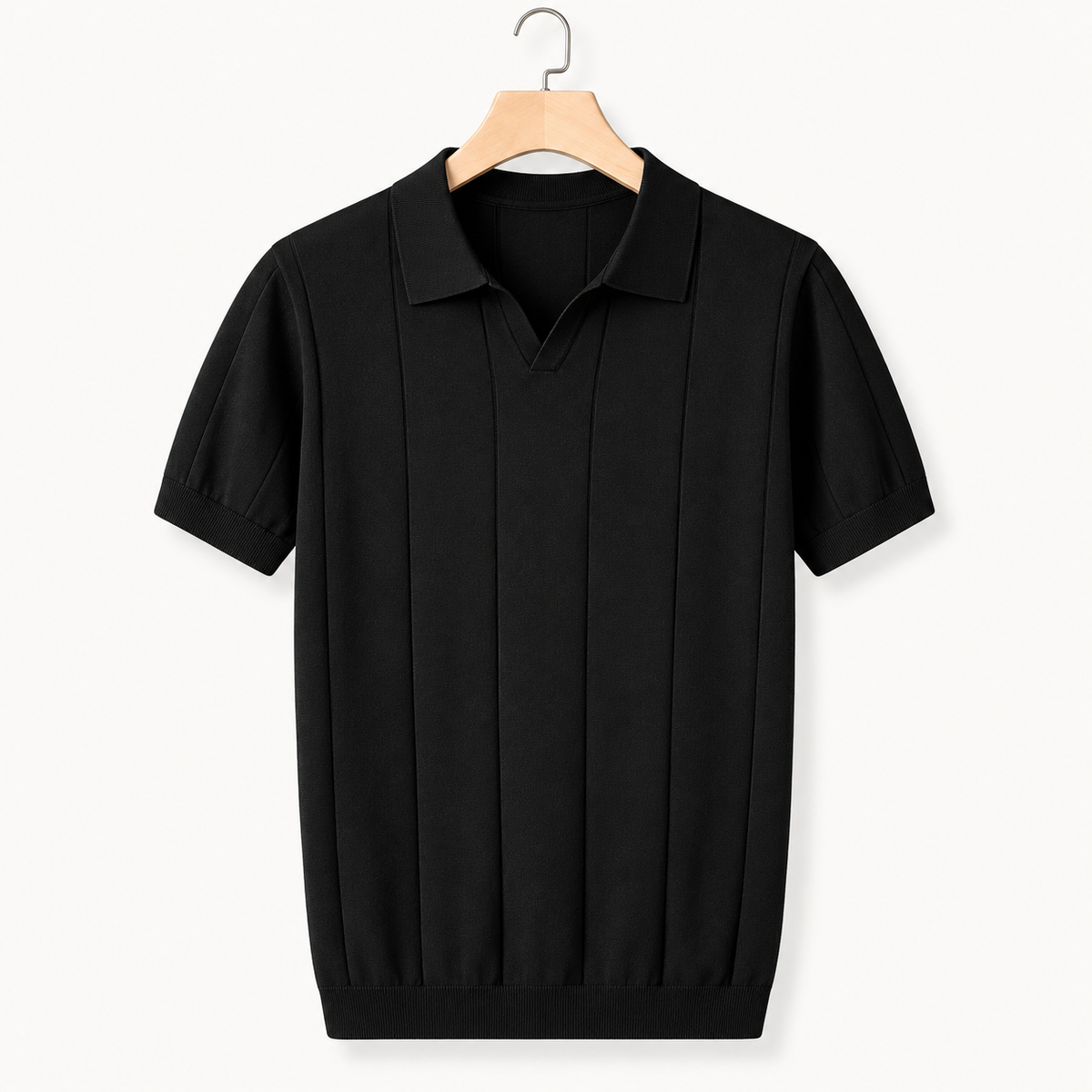 Strikket poloskjorte til mænd i slim fit | Fritidstøj