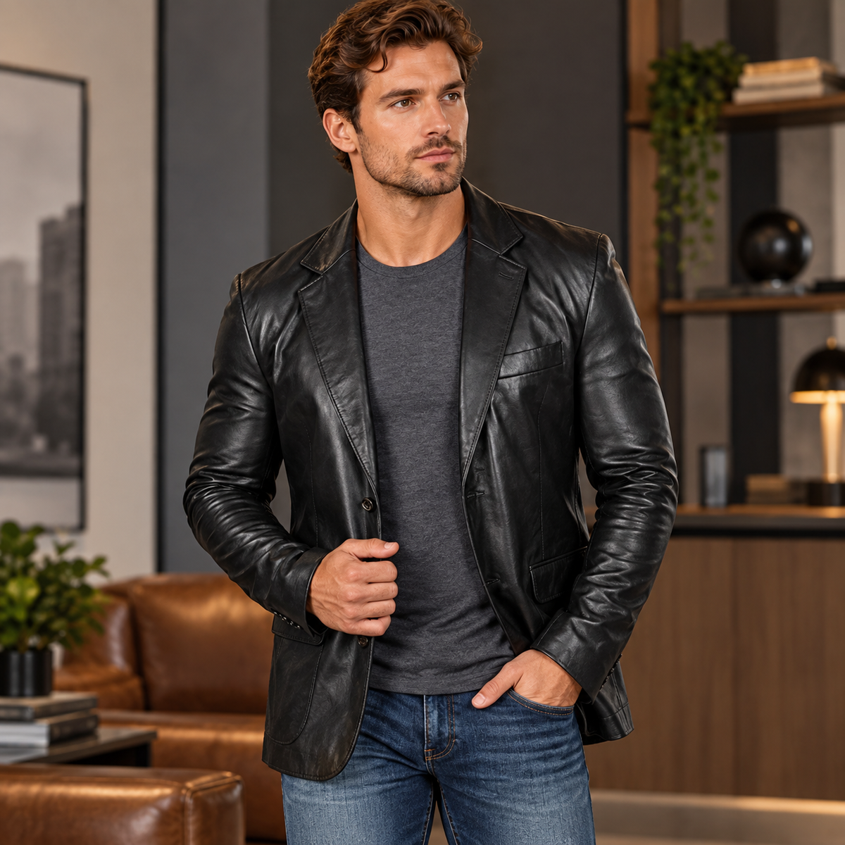 Blazer versatile da uomo dal taglio moderno | Blazer in pelle d’agnello