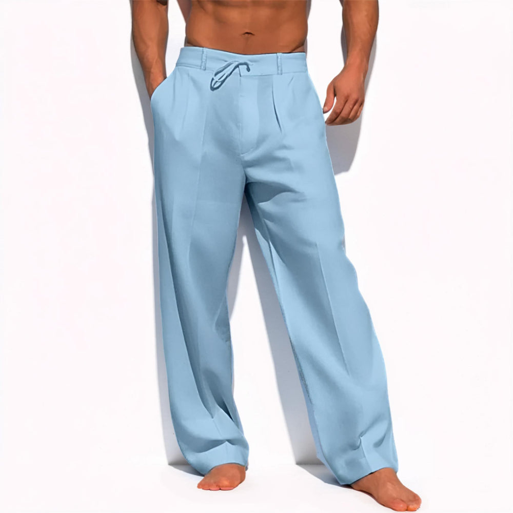 Men's Pants Casual Relaxed Fit Drawstring Straight Leg Trousers