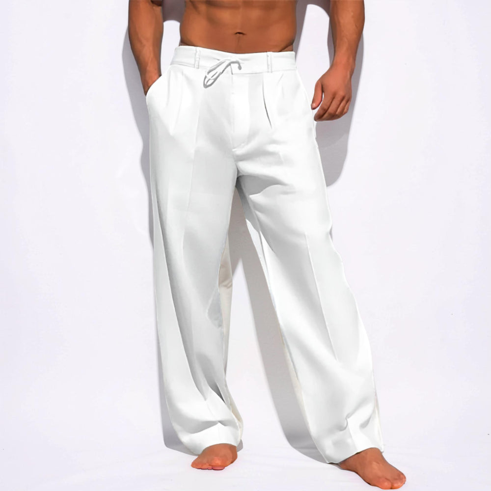 Men's Pants Casual Relaxed Fit Drawstring Straight Leg Trousers