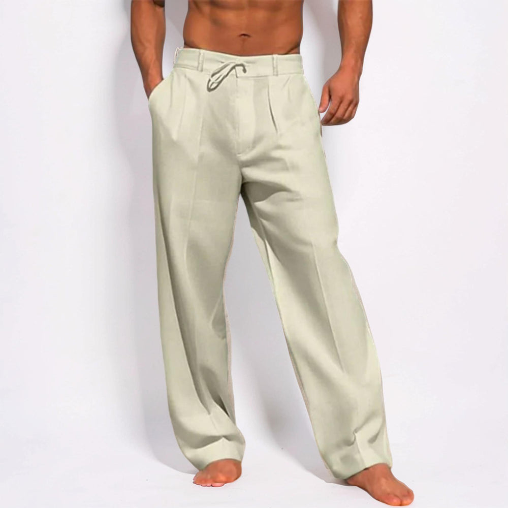 Men's Pants Casual Relaxed Fit Drawstring Straight Leg Trousers