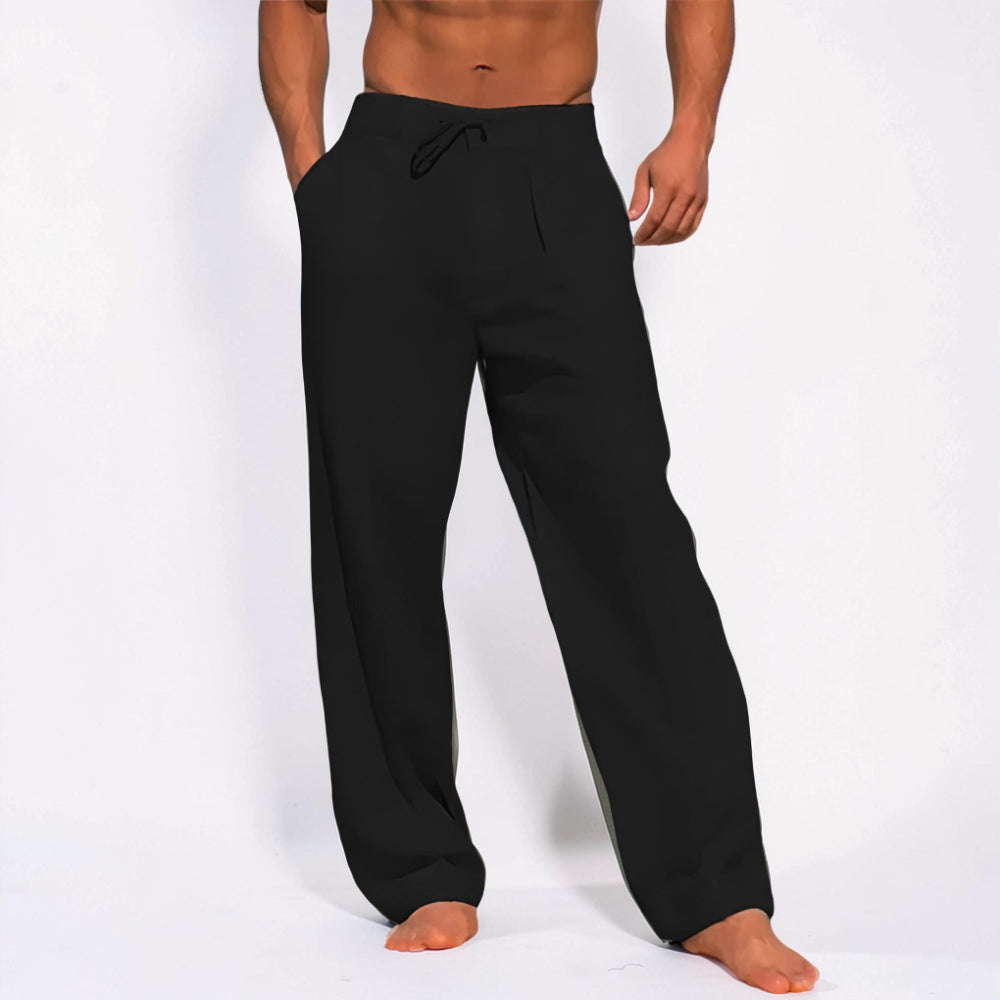 Men's Pants Casual Relaxed Fit Drawstring Straight Leg Trousers