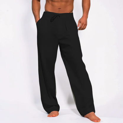 Men's Pants Casual Relaxed Fit Drawstring Straight Leg Trousers
