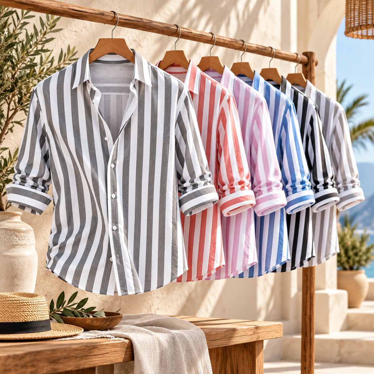 Camisa de verano a rayas para hombre Corte regular | Diseño clásico a rayas