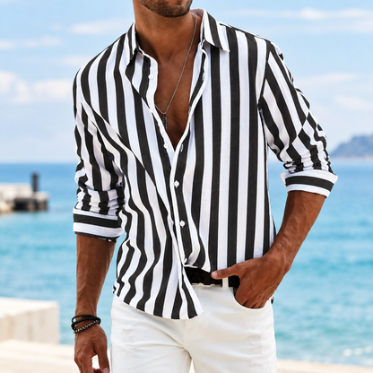 Camisa de verano a rayas para hombre Corte regular | Diseño clásico a rayas