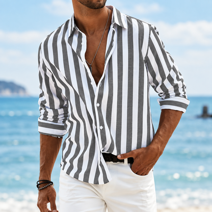Camisa de verano a rayas para hombre Corte regular | Diseño clásico a rayas