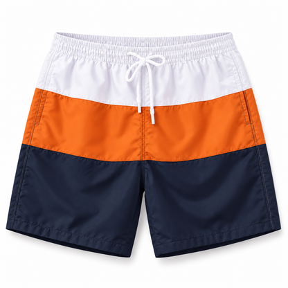 Calções de banho de homem, duráveis e com padrão patchwork | Roupa de praia