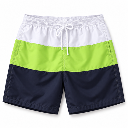 Calções de banho de homem, duráveis e com padrão patchwork | Roupa de praia