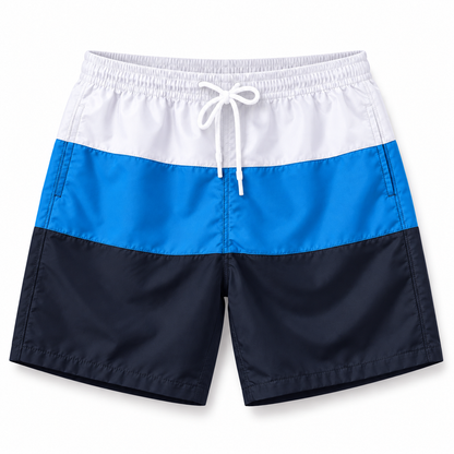 Calções de banho de homem, duráveis e com padrão patchwork | Roupa de praia