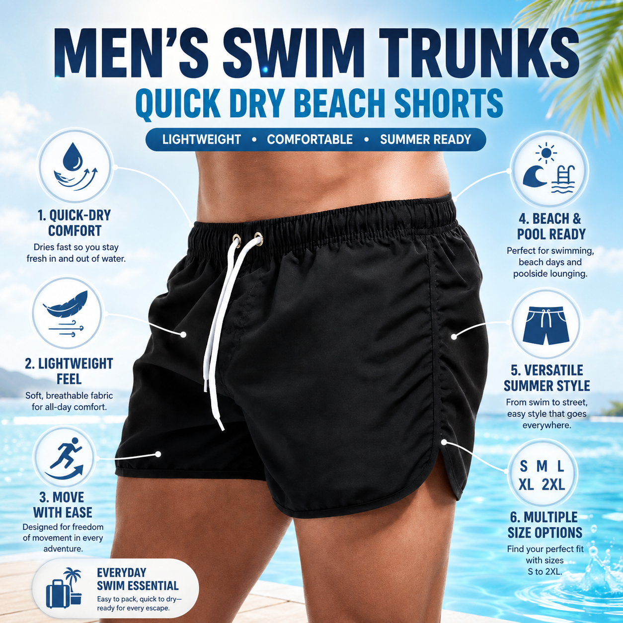 Herren-Badehose Schnell trocknend | Badeshorts