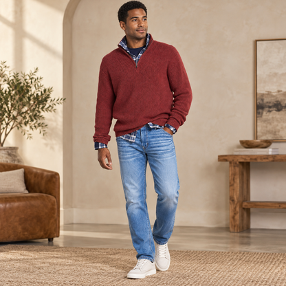 Alsidig business-casual-sweater med lynlås til mænd | Kontortøj