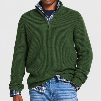 Alsidig business-casual-sweater med lynlås til mænd | Kontortøj