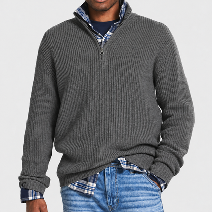 Alsidig business-casual-sweater med lynlås til mænd | Kontortøj