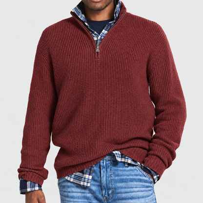 Alsidig business-casual-sweater med lynlås til mænd | Kontortøj