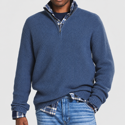 Alsidig business-casual-sweater med lynlås til mænd | Kontortøj
