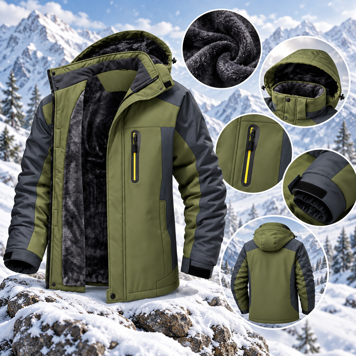 Chaqueta de invierno impermeable y acolchada para hombre | Equipamiento para actividades al aire libre