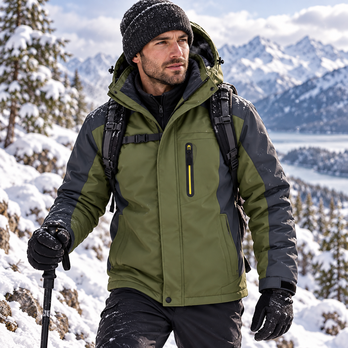 Chaqueta de invierno impermeable y acolchada para hombre | Equipamiento para actividades al aire libre