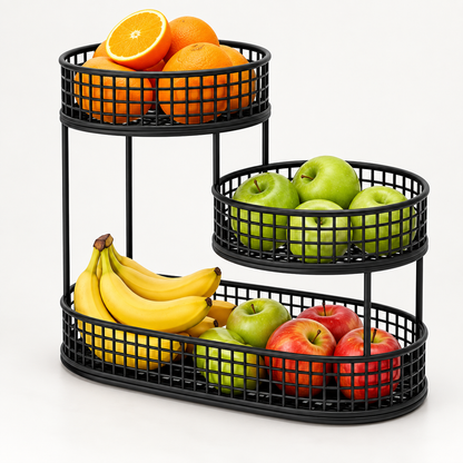 Frutero de metal, elegante organizador de aperitivos para la cocina