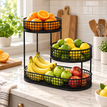 Frutero de metal, elegante organizador de aperitivos para la cocina