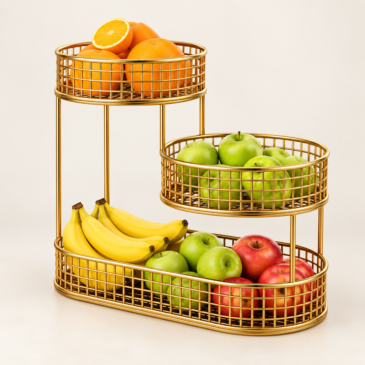 Frutero de metal, elegante organizador de aperitivos para la cocina