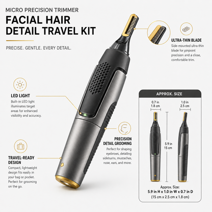 ערכת נסיעות למכונת גילוח מיקרו-מדויקת לעיצוב שיער הפנים