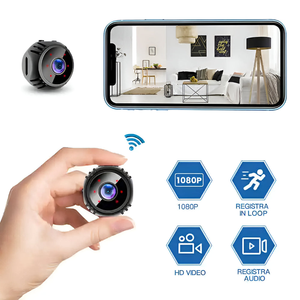 Mini telecamera di sicurezza WiFi con visione notturna e rilevamento del movimento