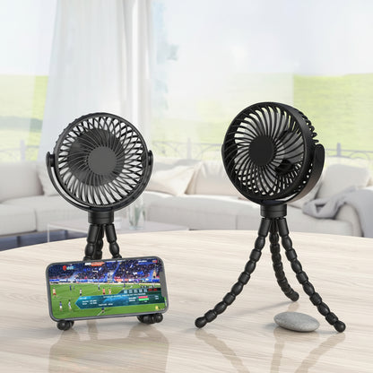 Ventilator portabil cu clemă, alimentat cu baterii, pentru cărucior