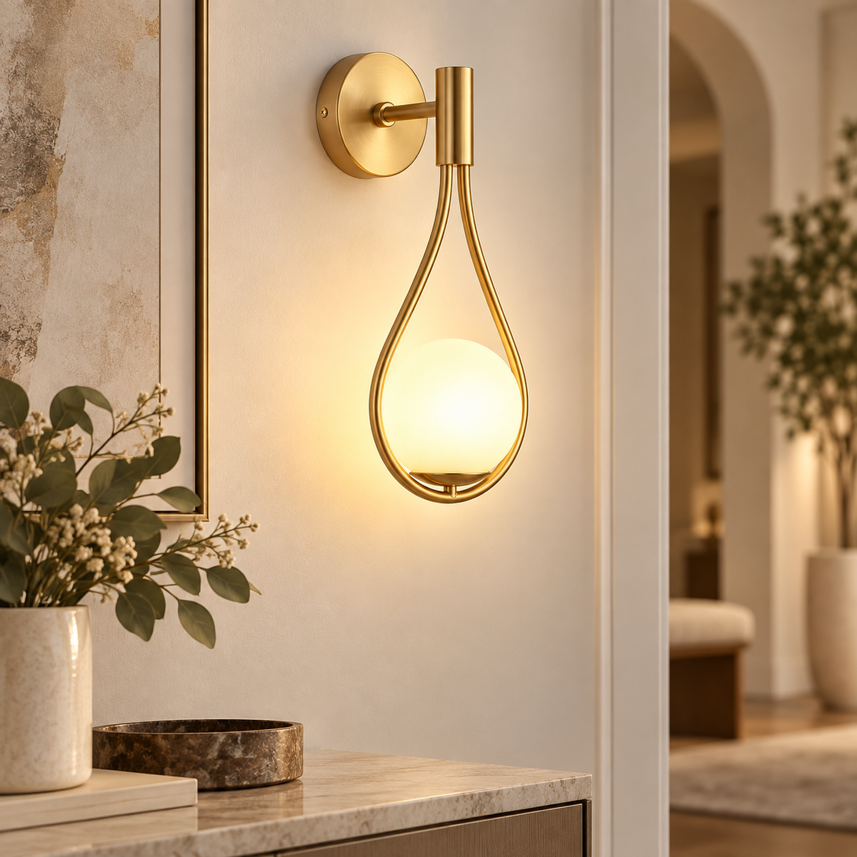 Minimalistisk accentvæglampe med varmt, stemningsfuldt lys og moderne design