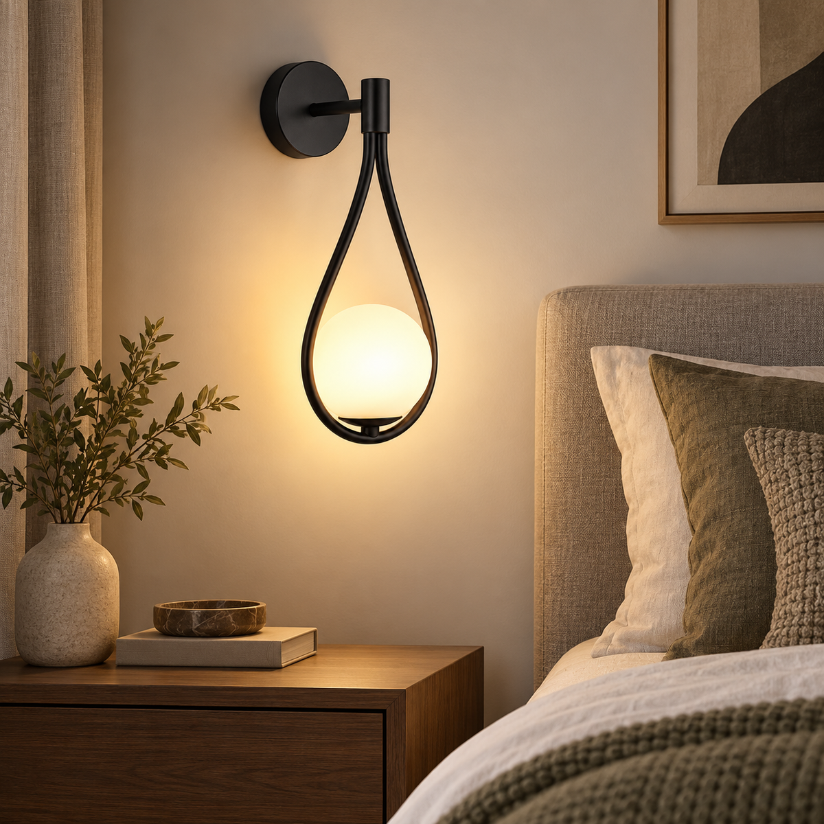 Minimalistisk accentvæglampe med varmt, stemningsfuldt lys og moderne design
