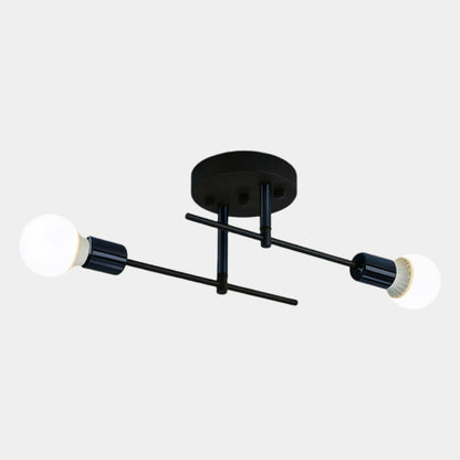 Lampada da soffitto moderna a 2 luci | Lampadario a plafone nero e oro