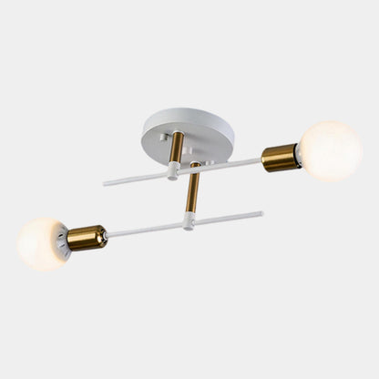 Lampada da soffitto moderna a 2 luci | Lampadario a plafone nero e oro