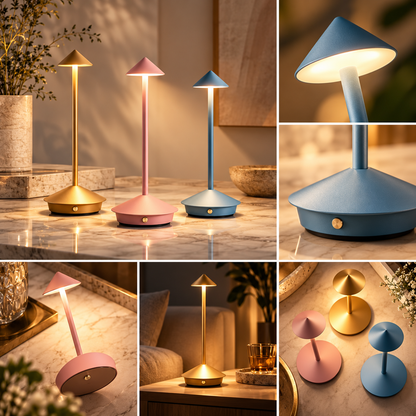 Moderne genopladelig vandtæt bordlampe med touchbetjening