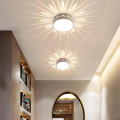 Lumină de Plafon LED Modernă cu Cristale, Montare Rotundă pentru Hol