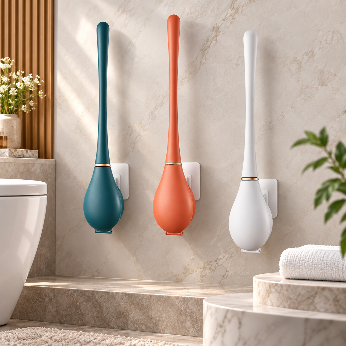 Mold Resistant Toilet Brush Wall Mounted Flexible Design