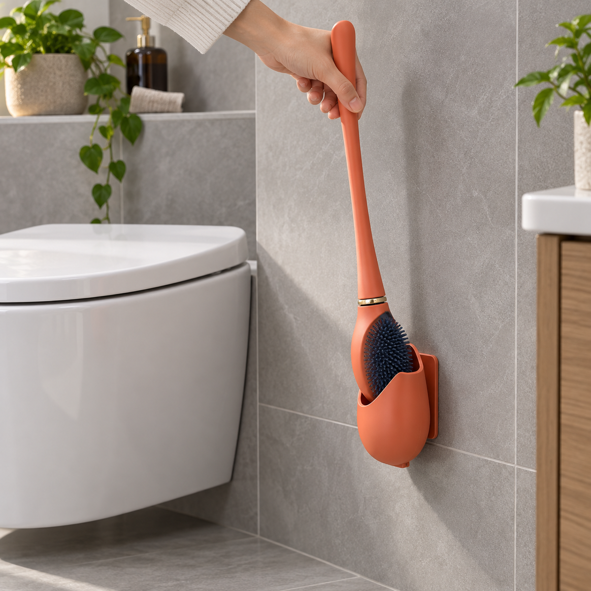 Mold Resistant Toilet Brush Wall Mounted Flexible Design
