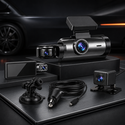 Multi-channel-dashcam med Full HD-loopoptagelse og dobbelt objektiv
