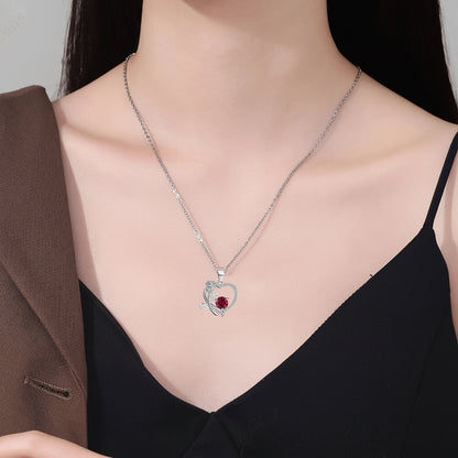 Collana Ciondolo Cuore Orso Zircone Rosa Scatola Regalo Donna