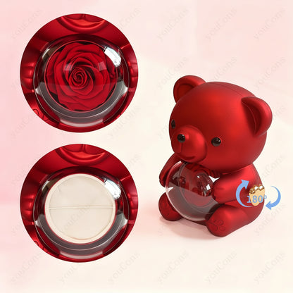 Collana Ciondolo Cuore Orso Zircone Rosa Scatola Regalo Donna