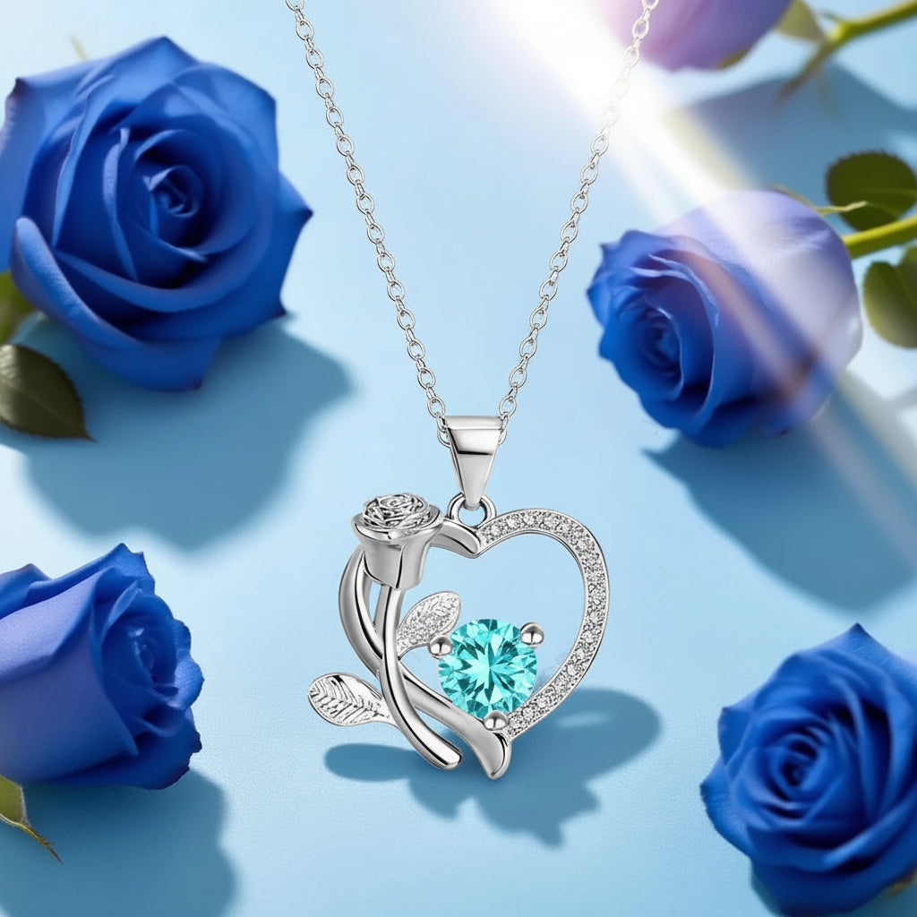 Collana Ciondolo Cuore Orso Zircone Rosa Scatola Regalo Donna