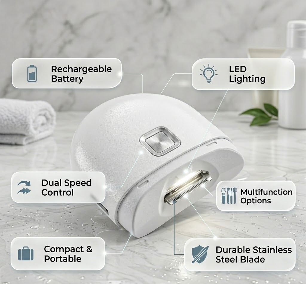 Negleklipper Elektrisk Genopladelig LED Negletrimmer