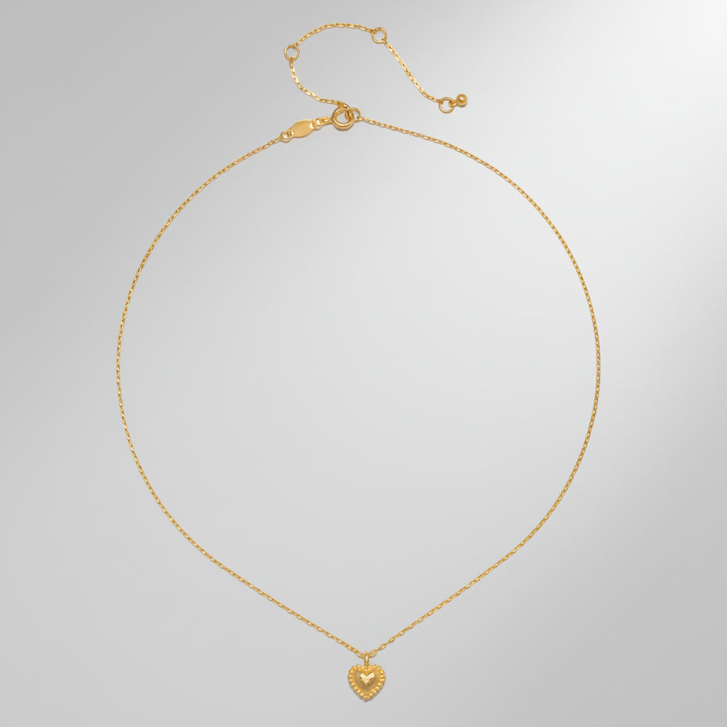 Collana Catena con Ciondolo a Cuore Martellato in Oro