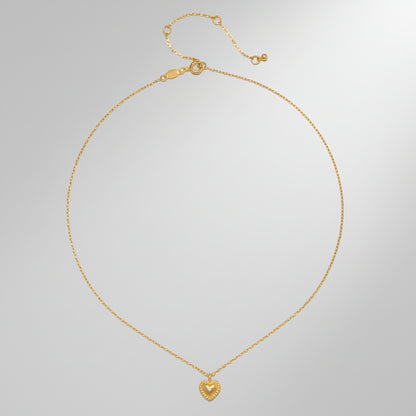 Collana Catena con Ciondolo a Cuore Martellato in Oro