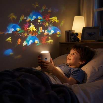 Projetor de Luz Noturna Giratório com Tema Oceano para Quarto