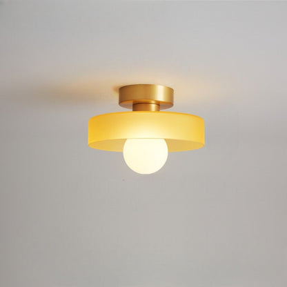 Lampada da soffitto Bauhaus francese | Lampada minimalista in ottone e vetro