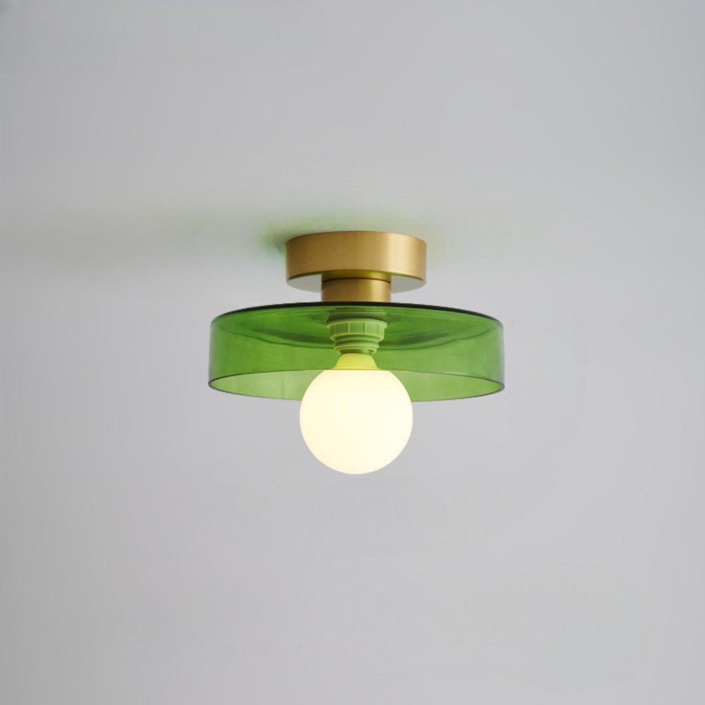 Lampada da soffitto Bauhaus francese | Lampada minimalista in ottone e vetro