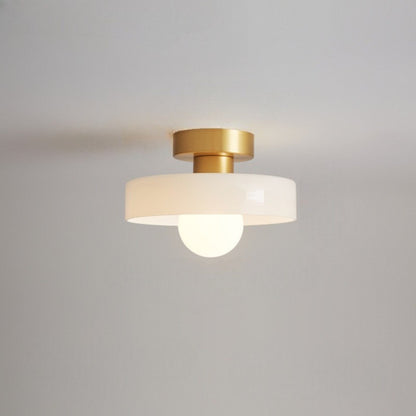 Lampada da soffitto Bauhaus francese | Lampada minimalista in ottone e vetro